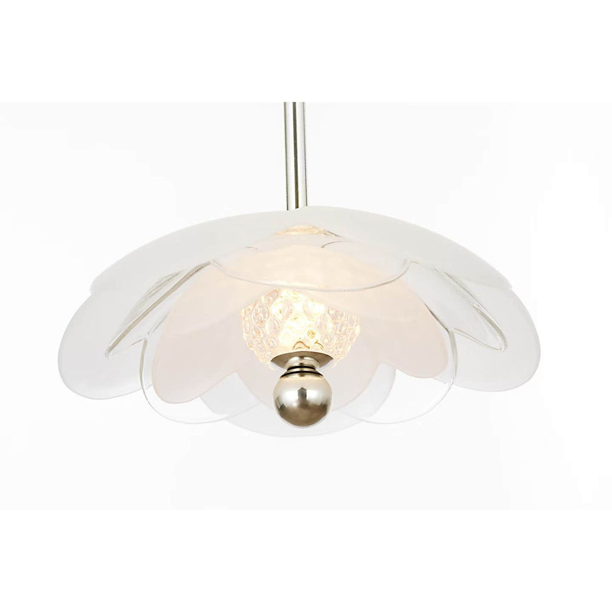 Barbara Barry Petaluma 7" Cascading Pendant in Soft Silver with Etched and Clear Glass Flowers W7.25"