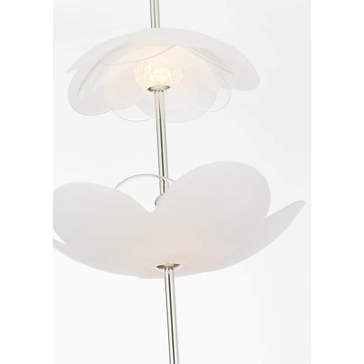 Barbara Barry Petaluma 7" Cascading Pendant in Soft Silver with Etched and Clear Glass Flowers W7.25"