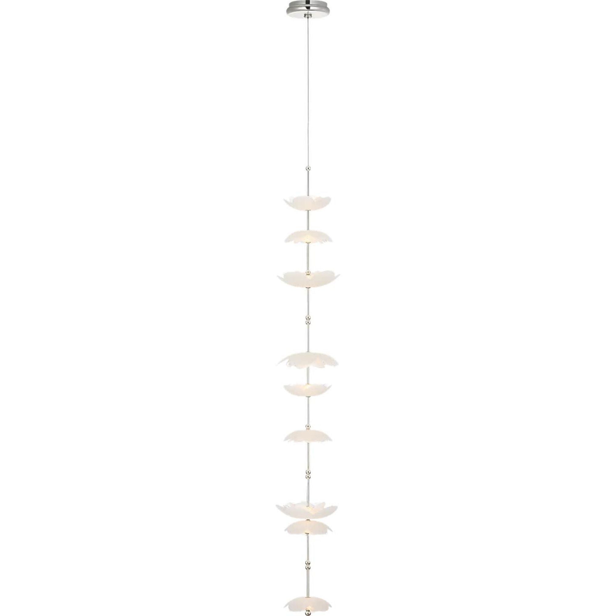 Barbara Barry Petaluma 7" Cascading Pendant in Soft Silver with Etched and Clear Glass Flowers W7.25"