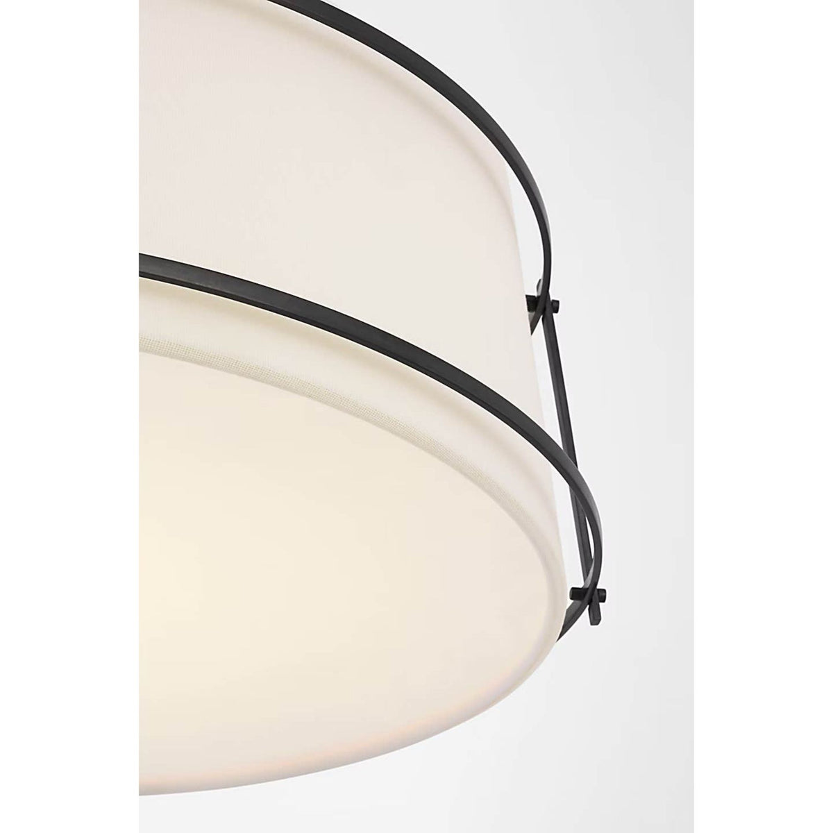Carrier and Company Callaway 18" Flush Mount in Bronze with Linen Shade and Frosted Acrylic W17.25" x H6.5"