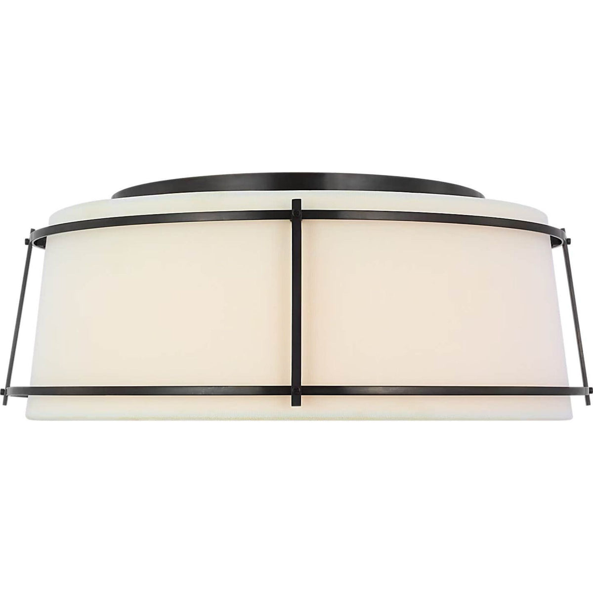 Carrier and Company Callaway 18" Flush Mount in Bronze with Linen Shade and Frosted Acrylic W17.25" x H6.5"