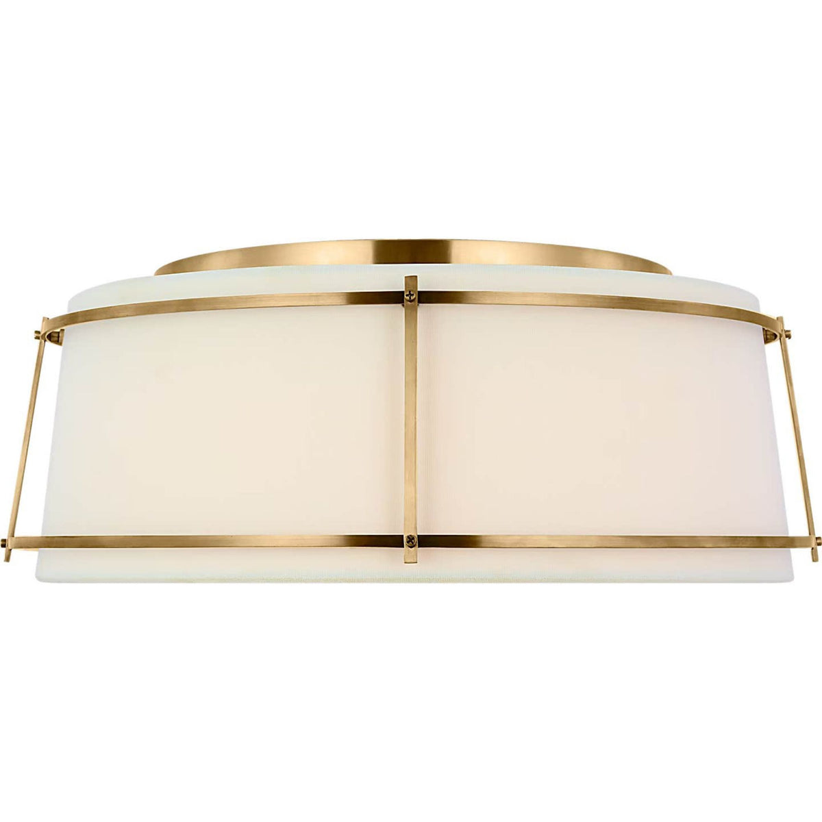 Carrier and Company Callaway 22" Flush Mount in Polished Nickel with Linen Shade and Frosted Acrylic W22.25" x H7"
