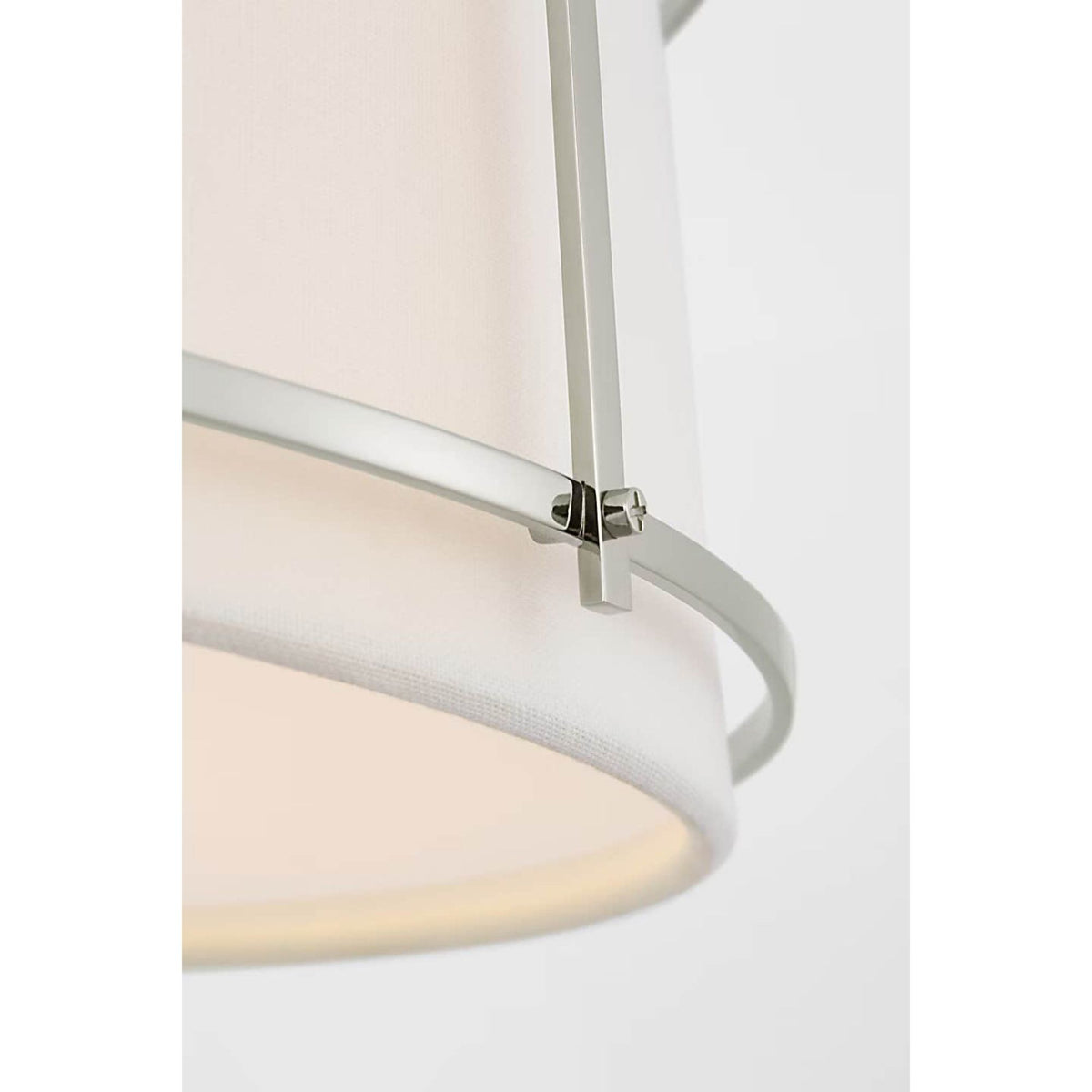Carrier and Company Callaway 18" Flush Mount in Polished Nickel with Linen Shade and Frosted Acrylic W17.25" x H6.5"