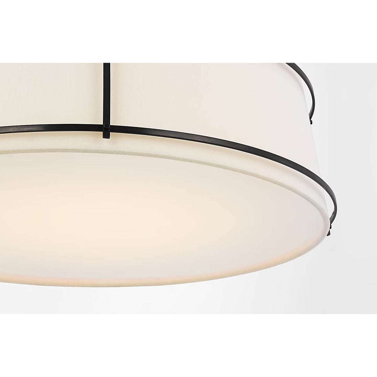 Carrier and Company Callaway 22" Flush Mount in Bronze with Linen Shade and Frosted Acrylic W22.25" x H7"