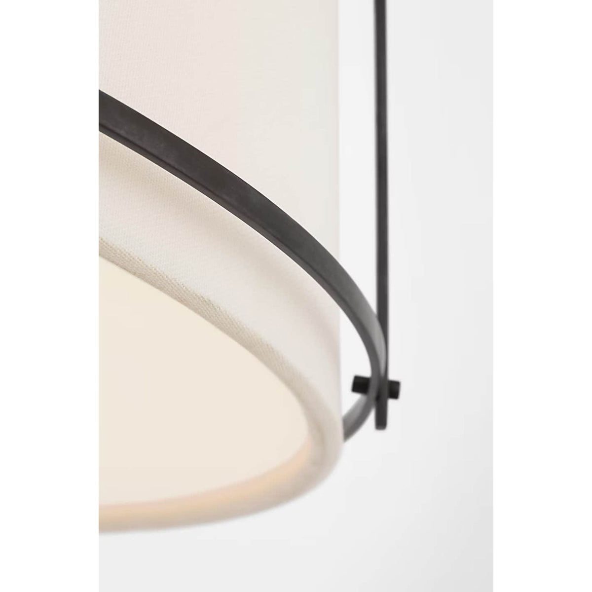 Carrier and Company Callaway 22" Flush Mount in Bronze with Linen Shade and Frosted Acrylic W22.25" x H7"
