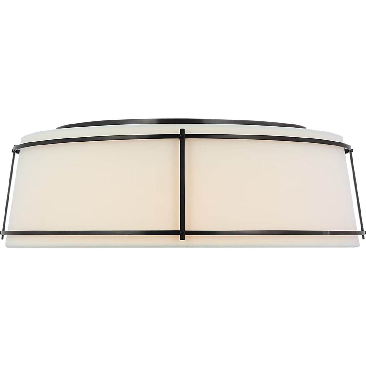 Carrier and Company Callaway 22" Flush Mount in Polished Nickel with Linen Shade and Frosted Acrylic W22.25" x H7"