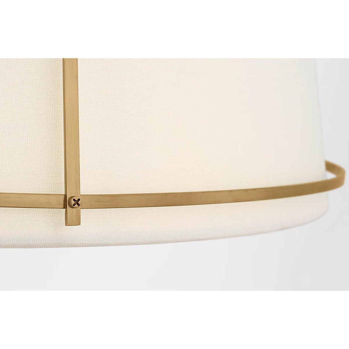 Carrier and Company Callaway 22" Flush Mount in Hand-Rubbed Antique Brass with Linen Shade and Frosted Acrylic W22.25" x H7"
