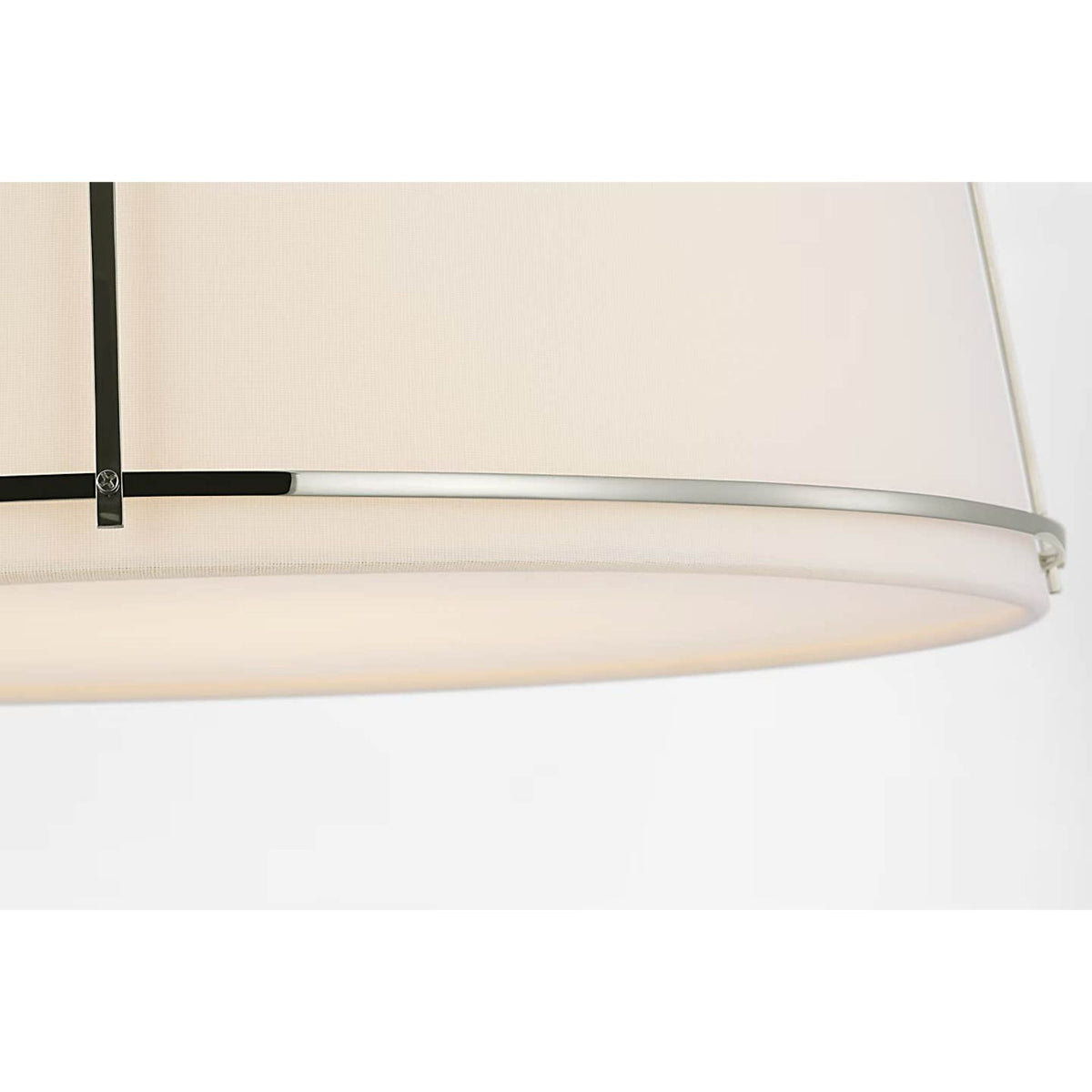 Carrier and Company Callaway 22" Flush Mount in Polished Nickel with Linen Shade and Frosted Acrylic W22.25" x H7"