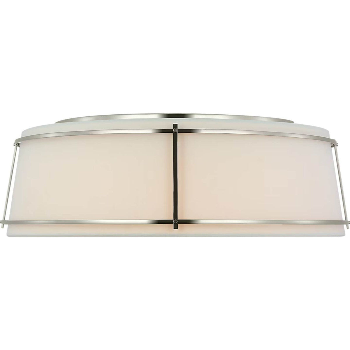 Carrier and Company Callaway 22" Flush Mount in Polished Nickel with Linen Shade and Frosted Acrylic W22.25" x H7"