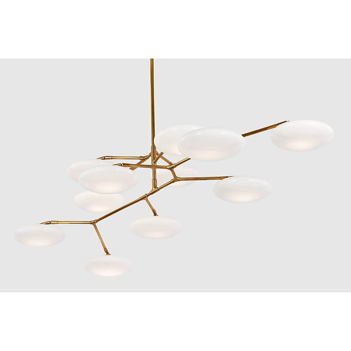 Champalimaud Brindille Extra Large Two Tier Chandelier in Soft Brass with White Glass W65"