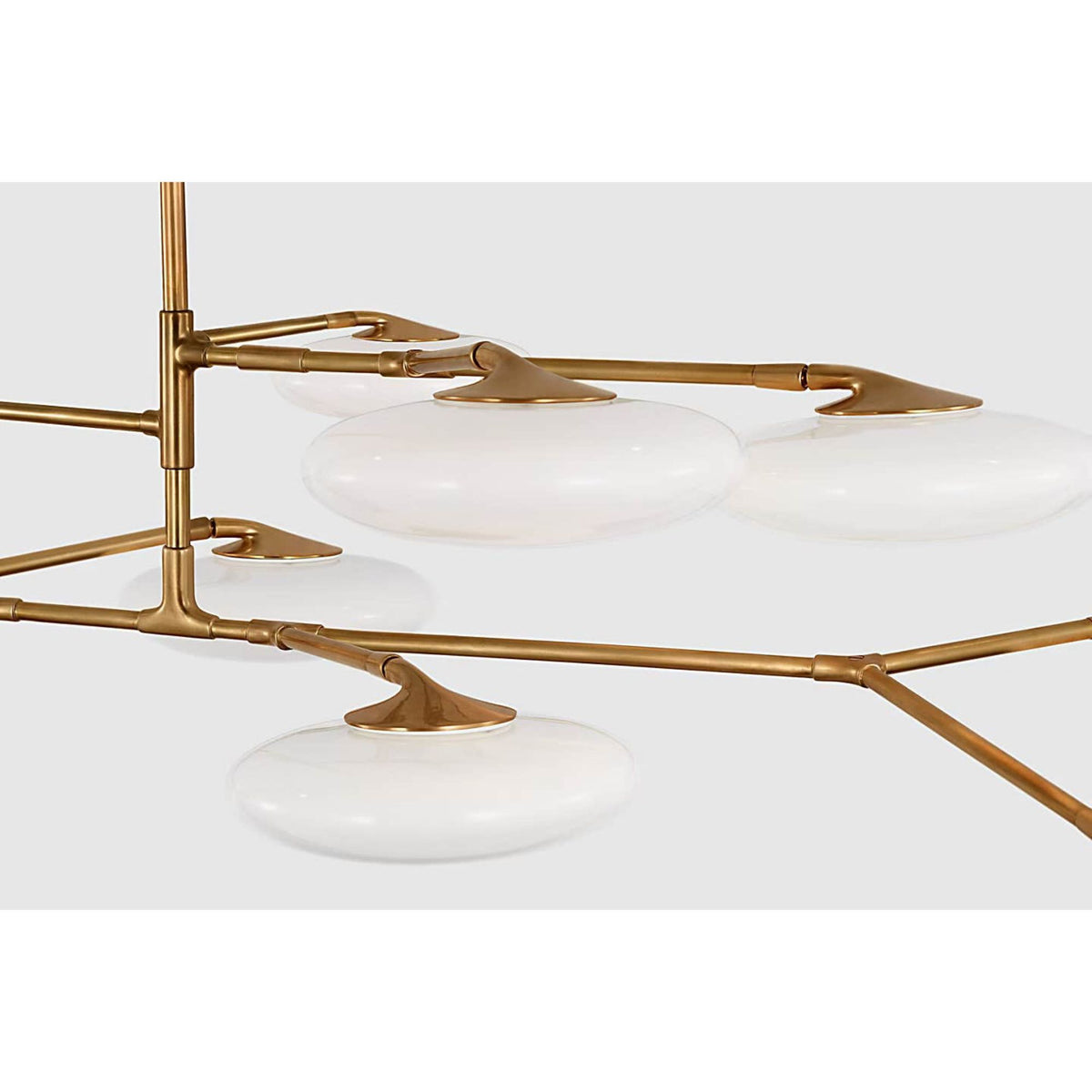 Champalimaud Brindille Extra Large Two Tier Chandelier in Soft Brass with White Glass W65"