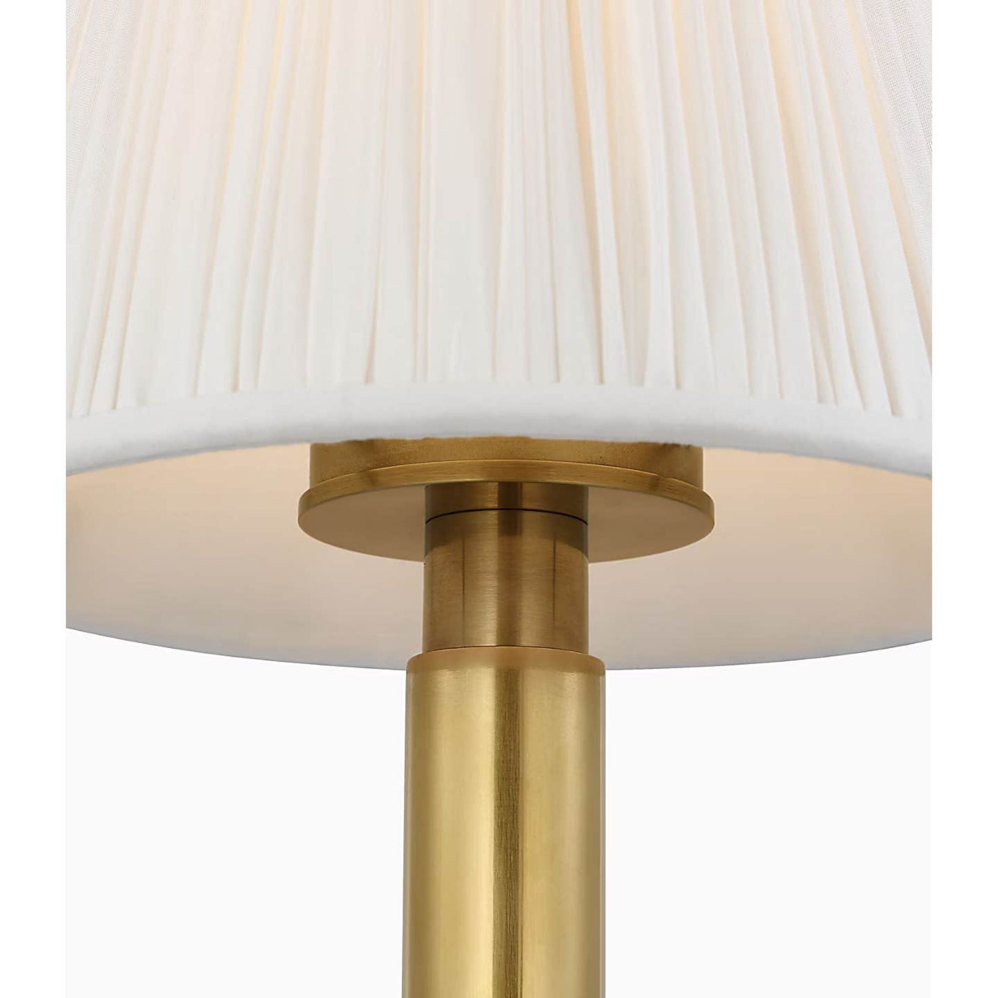 Chapman & Myers Connie 12" Cordless Accent Lamp in Antique-Burnished Brass with Silk Pleated Shade W6.5" x H12"