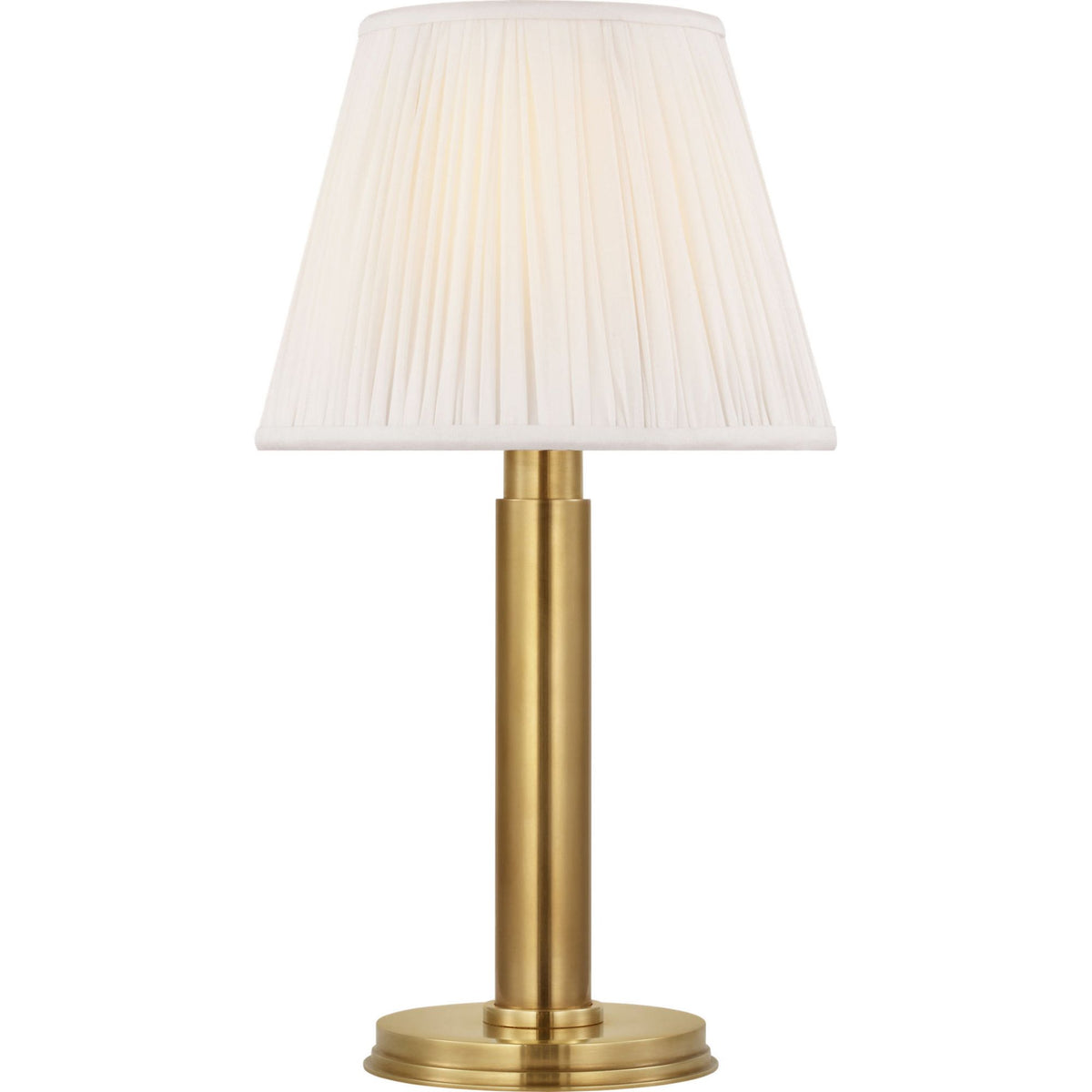 Chapman & Myers Connie 12" Cordless Accent Lamp in Antique-Burnished Brass with Silk Pleated Shade W6.5" x H12"
