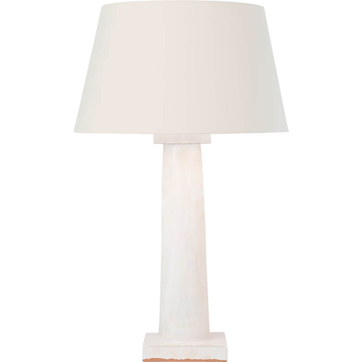 Chapman & Myers Colonne Large Balustrade Table Lamp in Glossy White Crackle with Linen Shade W17" x H27.75"