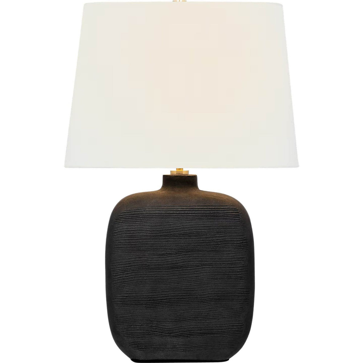 Chapman & Myers Pemba Medium Combed Table Lamp in Chimney Black with Linen Shade W16" x H24.75"