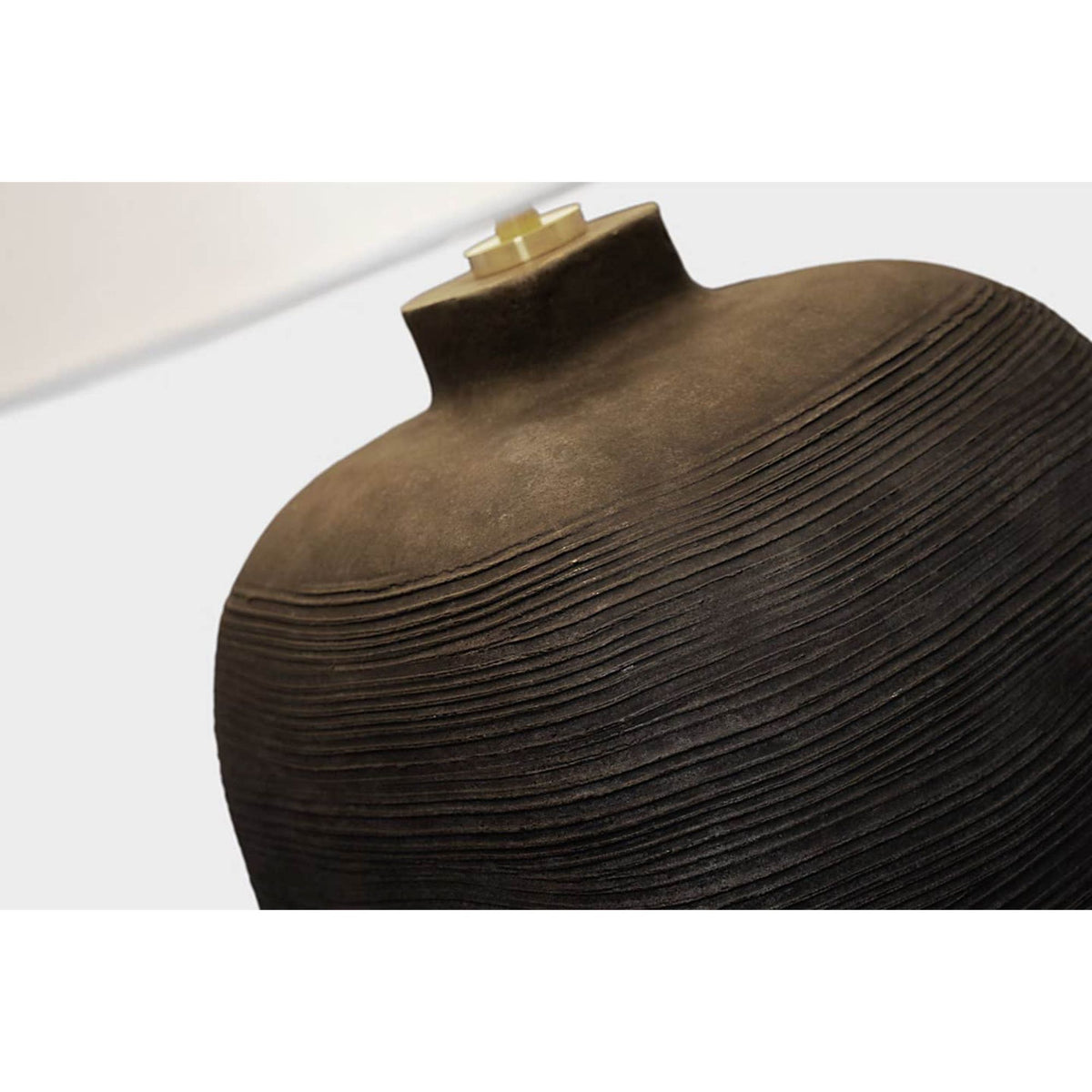Chapman & Myers Pemba Large Combed Table Lamp in Chimney Black with Linen Shade W18" x H31.5"