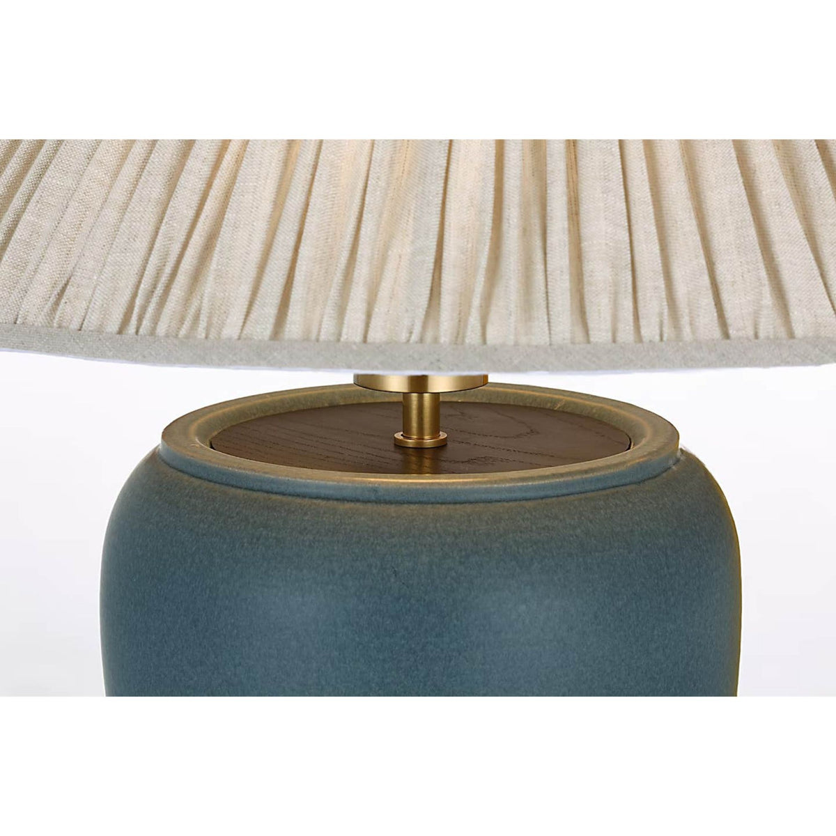Chapman & Myers Anwen 23" Cordless Table Lamp in Indigo with Natural Linen Pleated Shade W20.5" x H23"