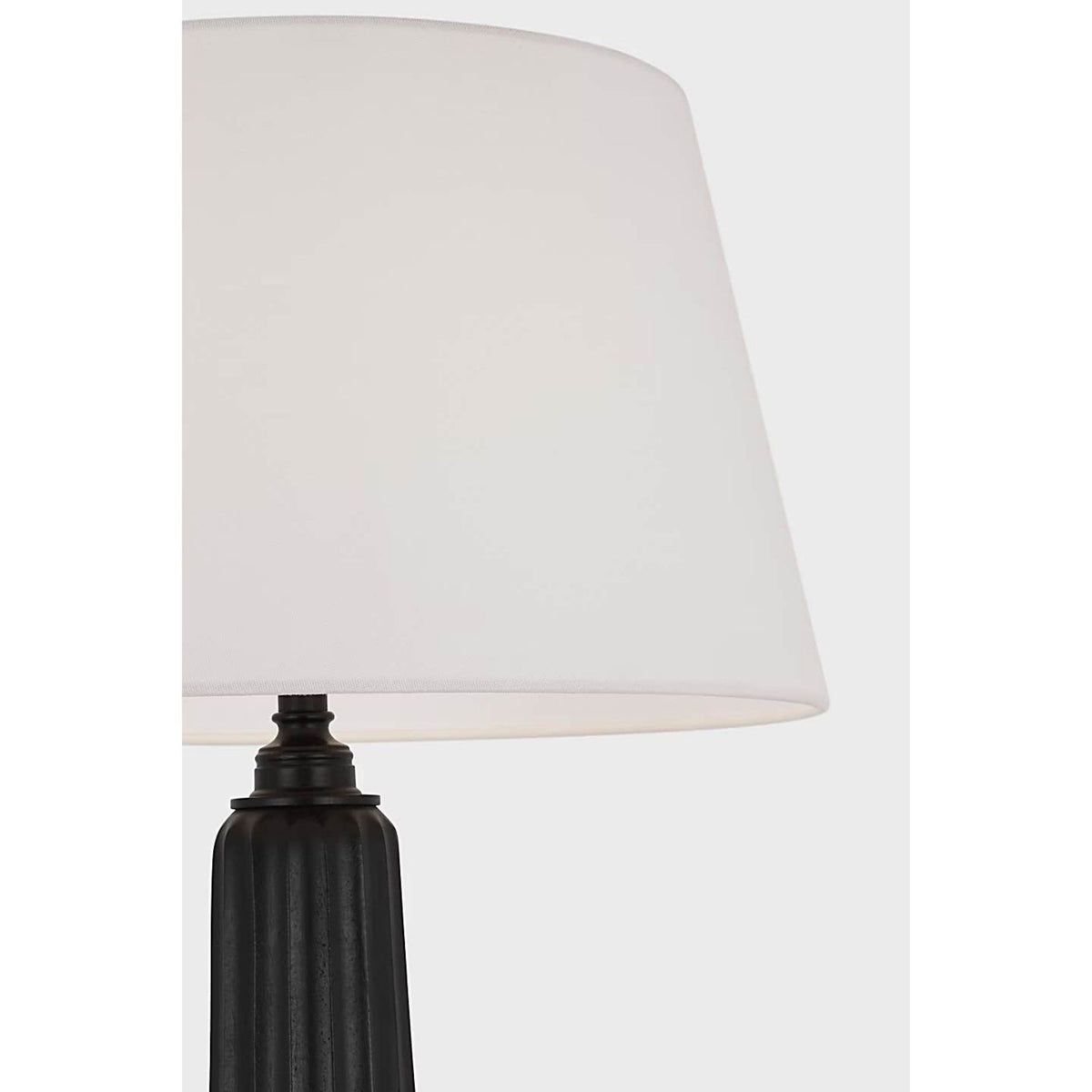 Chapman & Myers Fluted Spire Large Cordless Table Lamp in Aged Iron with Linen Shade W17" x H32.25"