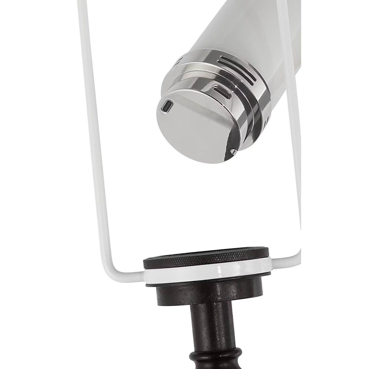 Chapman & Myers Fluted Spire Large Cordless Table Lamp in Aged Iron with Linen Shade W17" x H32.25"