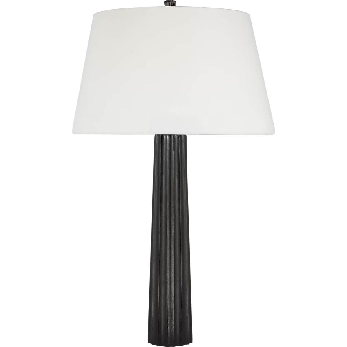 Chapman & Myers Fluted Spire Large Cordless Table Lamp in Aged Iron with Linen Shade W17" x H32.25"