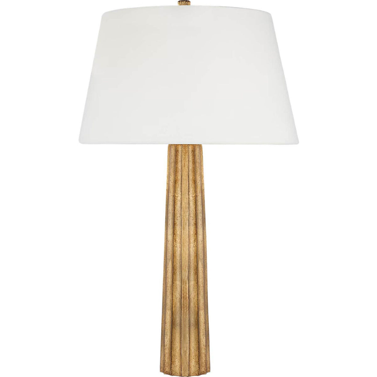 Chapman & Myers Fluted Spire Large Cordless Table Lamp in Gilded Iron with Linen Shade W17" x H32.25"