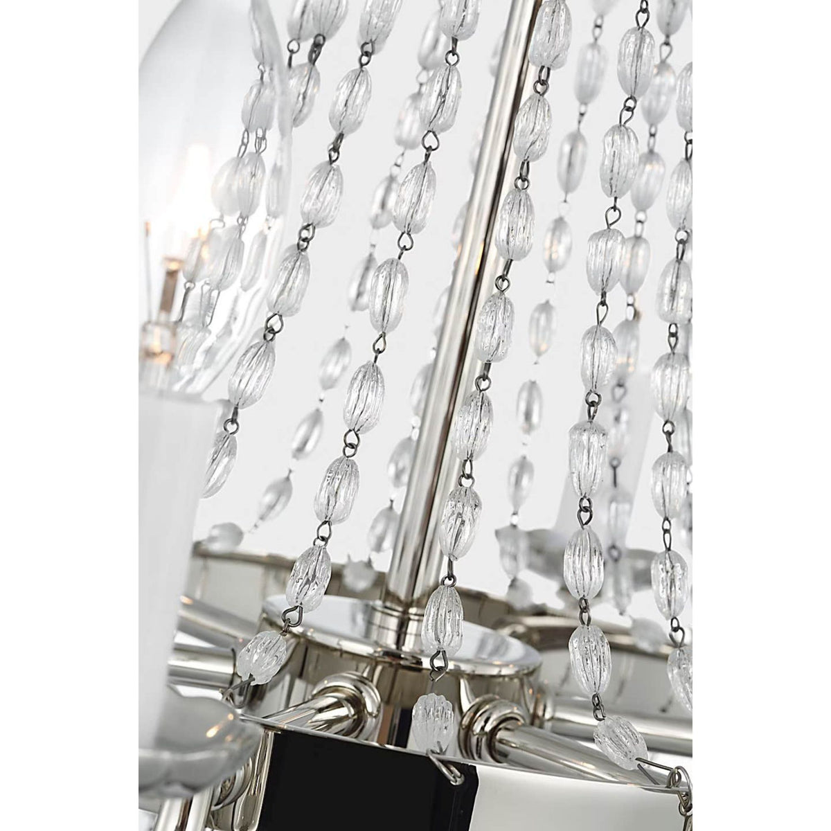 Chapman & Myers Petite Paris Flea Market Chandelier in Polished Nickel and Seeded Glass W16.75" x H17.75"