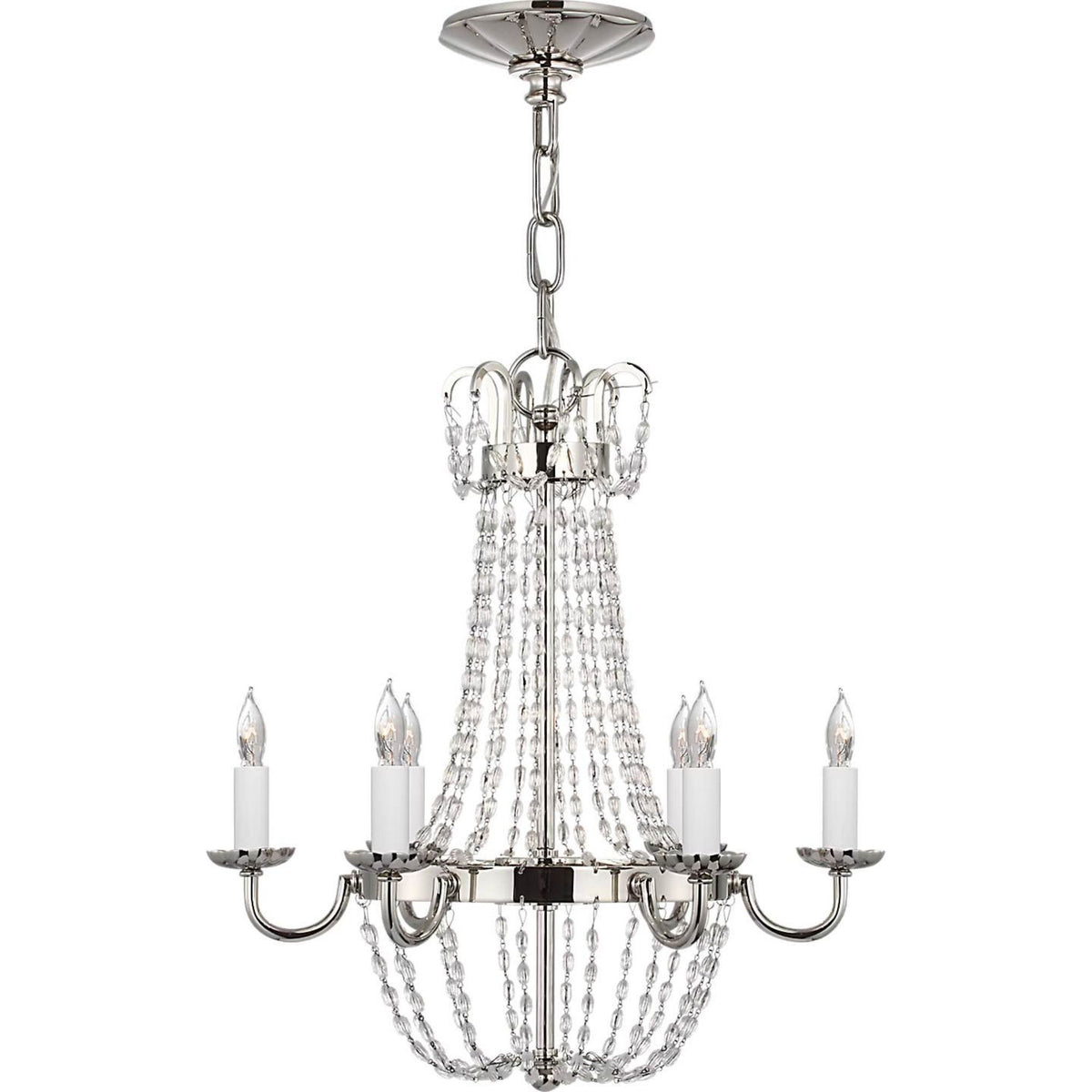 Chapman & Myers Petite Paris Flea Market Chandelier in Polished Nickel and Seeded Glass W16.75" x H17.75"