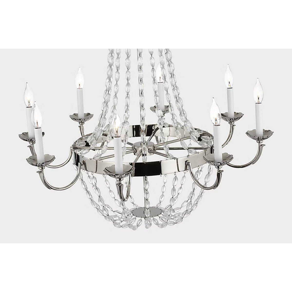 Chapman & Myers Paris Flea Market Large Chandelier in Polished Nickel with Seeded Glass W32.5" x H34"