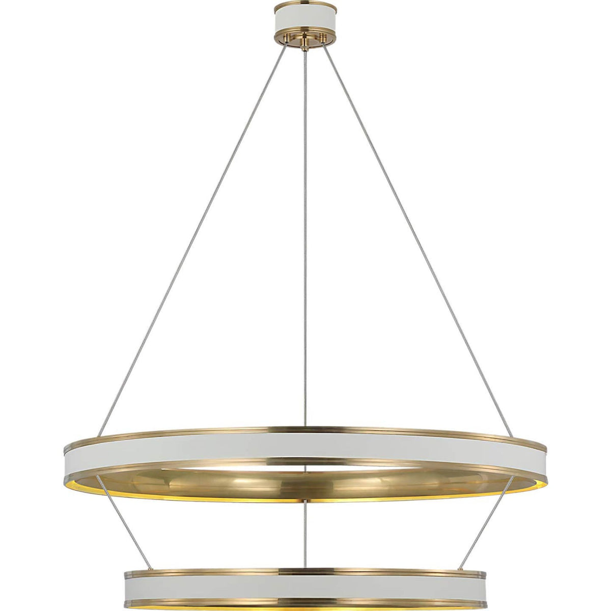 Chapman & Myers Connery 40" Two-Tier Ring Chandelier in Matte White and Antique-Burnished Brass W40.5"