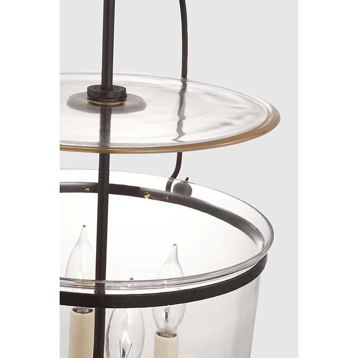 Chapman & Myers Lorford Small Smoke Bell Lantern in Aged Iron with Clear Glass W14" x H24"