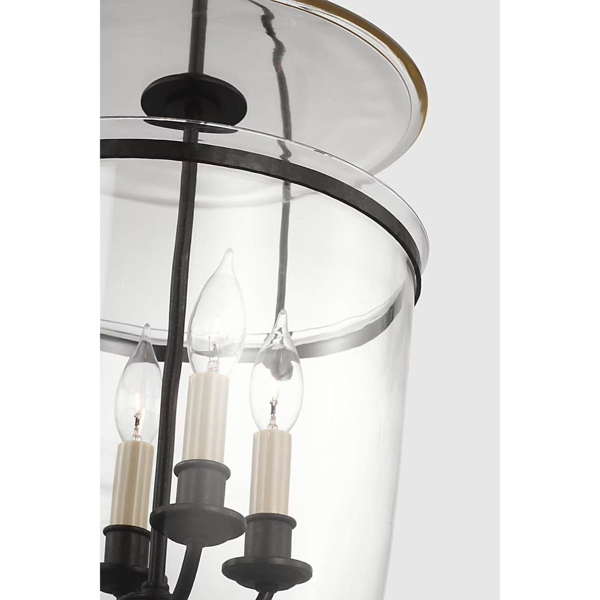 Chapman & Myers Lorford Small Smoke Bell Lantern in Aged Iron with Clear Glass W14" x H24"