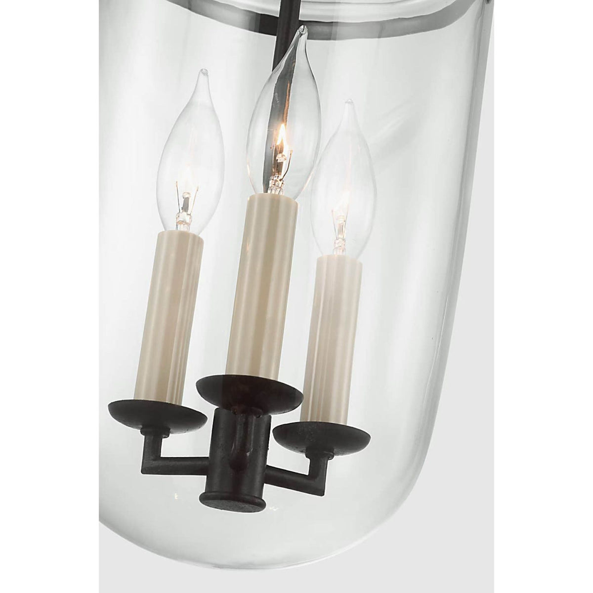 Chapman & Myers Lorford Tall Smoke Bell Lantern in Aged Iron with Clear Glass W10" x H22.75"