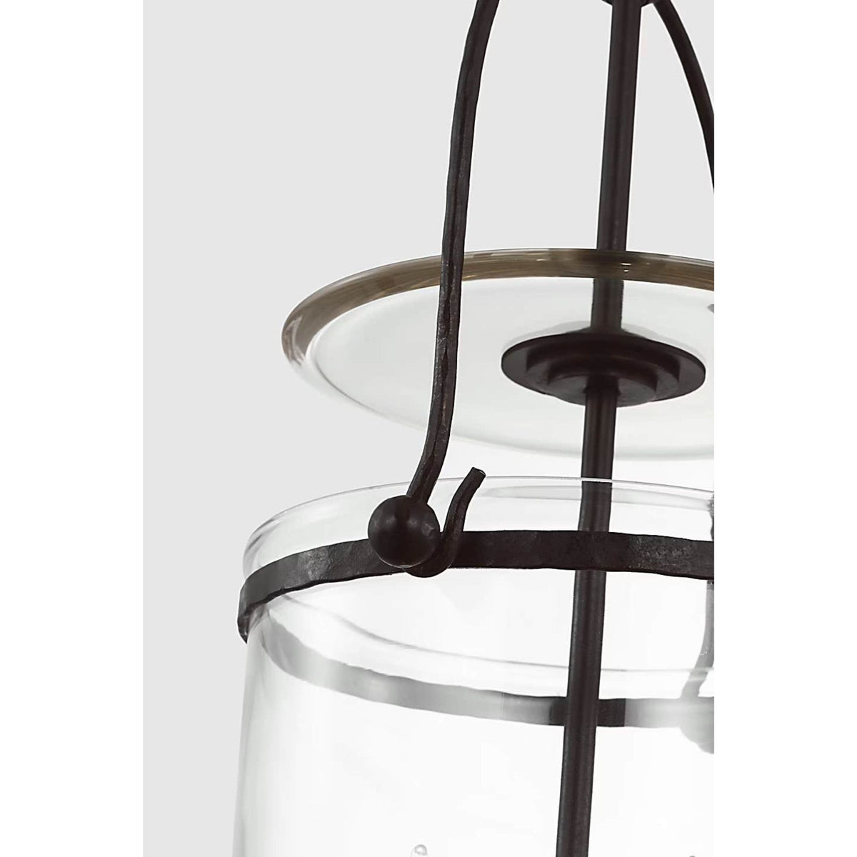 Chapman & Myers Lorford Tall Smoke Bell Lantern in Aged Iron with Clear Glass W10" x H22.75"