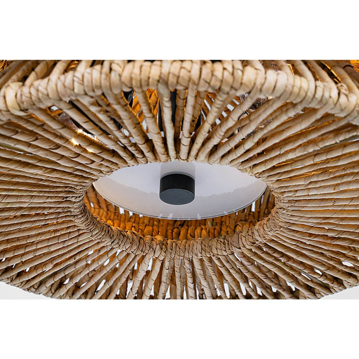 Chapman & Myers Antigua Large Drum Semi-Flush Mount in Bronze and Natural Abaca W16" x H8.25"