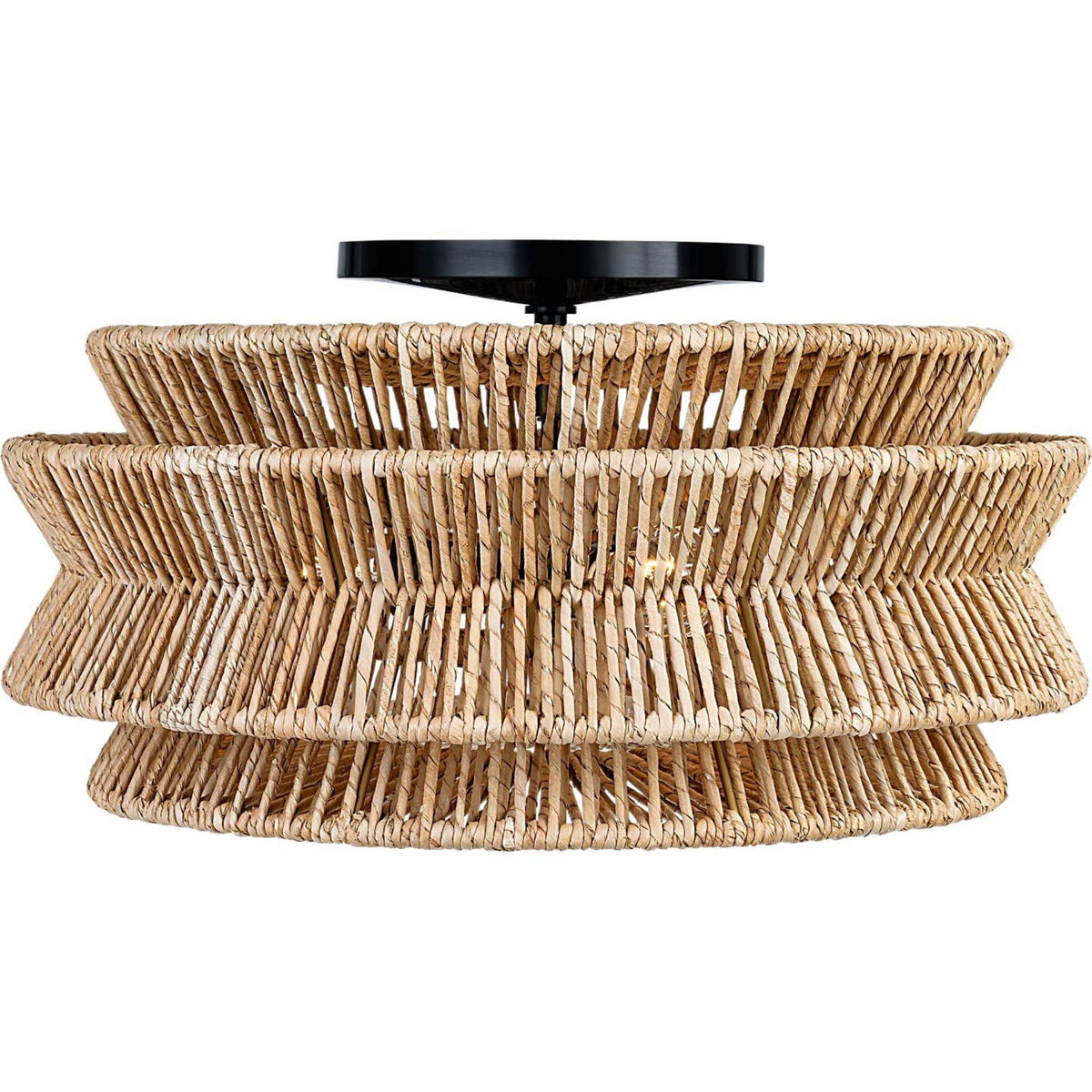Chapman & Myers Antigua XL Drum Semi-Flush Mount in Bronze and Natural Abaca W23.25" x H12"