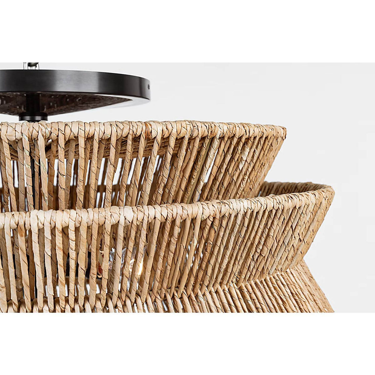 Chapman & Myers Antigua Grande Semi-Flush Mount in Bronze and Natural Abaca W30" x H15.75"