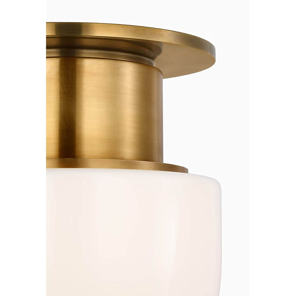 Chapman & Myers Callan 8" Flush Mount in Antique-Burnished Brass with White Glass Dome W8" x H9.5"