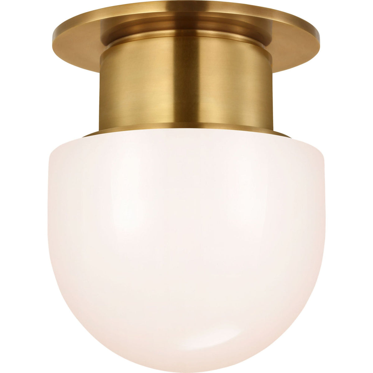 Chapman & Myers Callan 8" Flush Mount in Antique-Burnished Brass with White Glass Dome W8" x H9.5"