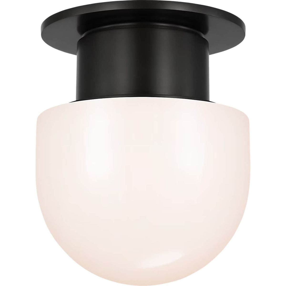 Chapman & Myers Callan 8" Flush Mount in Bronze with White Glass Dome W8" x H9.5"
