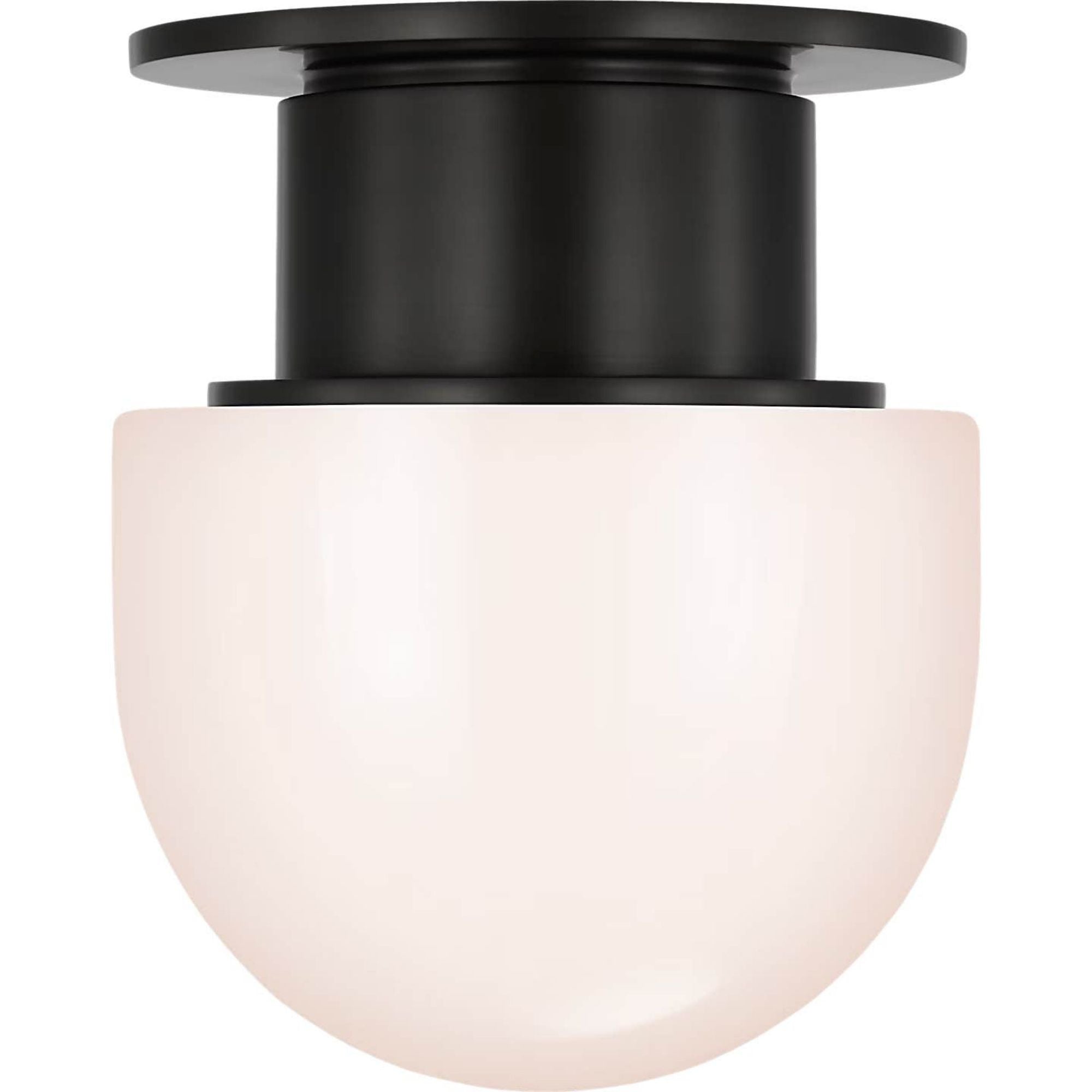 Chapman & Myers Callan 8" Flush Mount in Bronze with White Glass Dome W8" x H9.5"