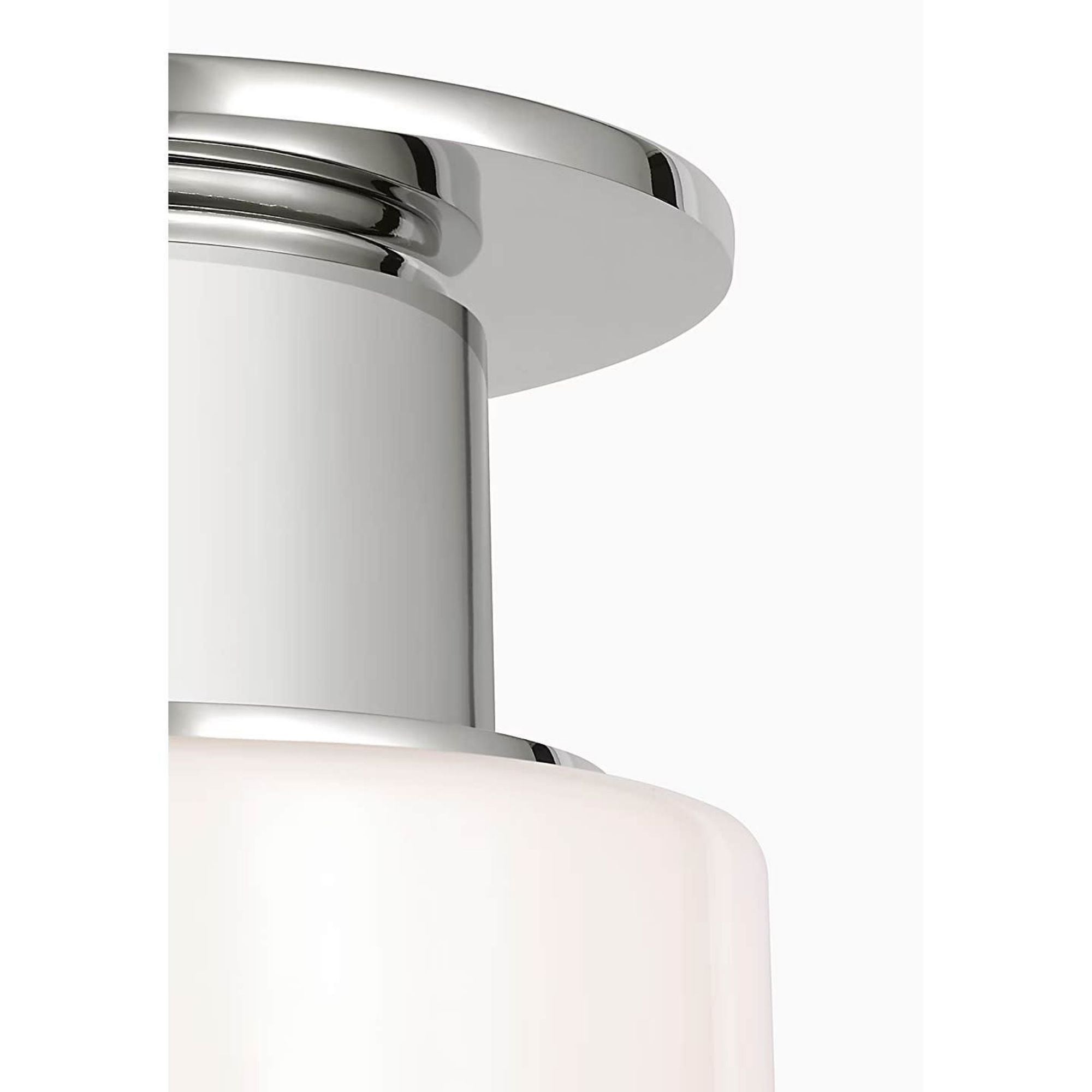 Chapman & Myers Callan 8" Flush Mount in Polished Nickel with White Glass Dome W8" x H9.5"