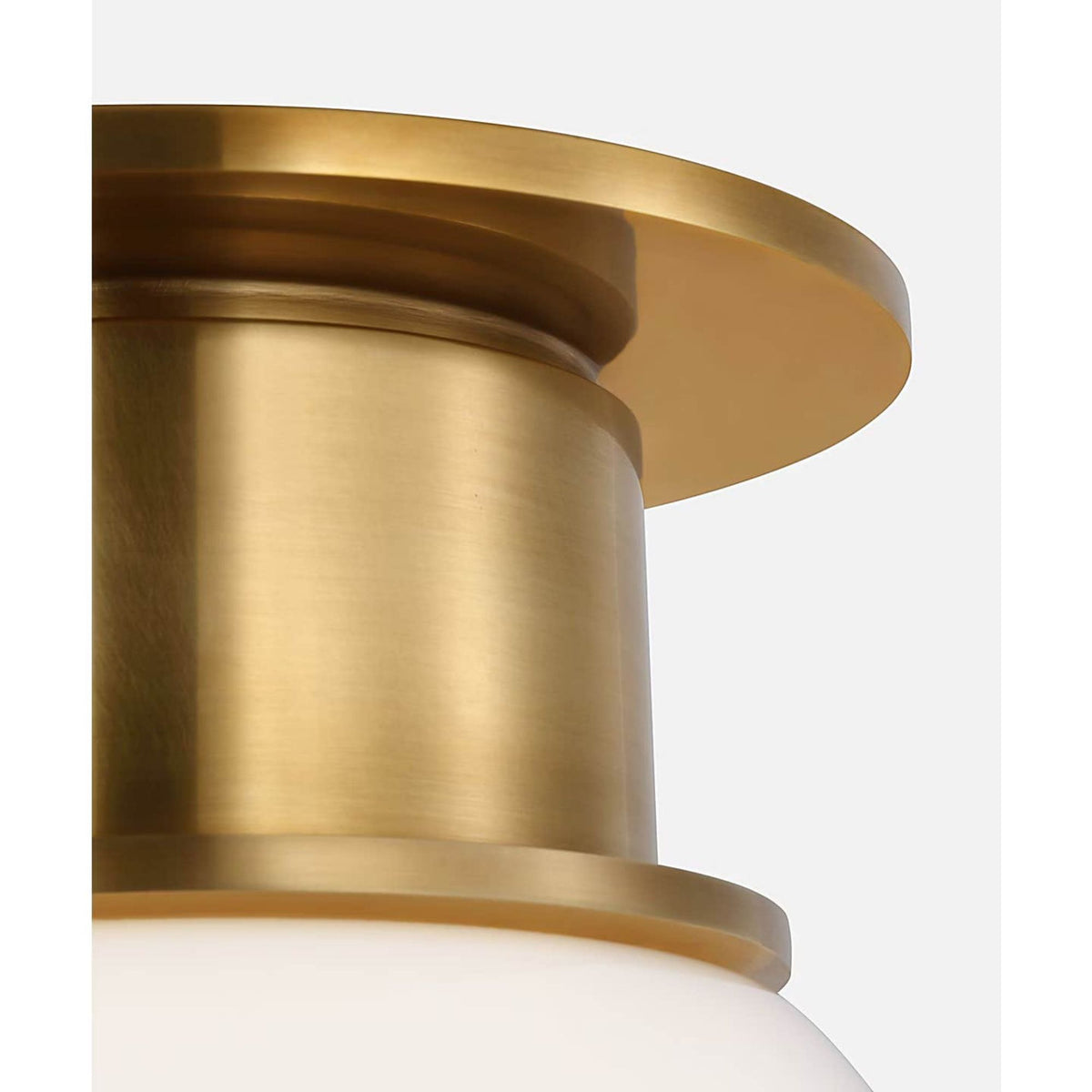 Chapman & Myers Callan 9" Flush Mount in Antique-Burnished Brass with White Glass Globe W9" x H11"