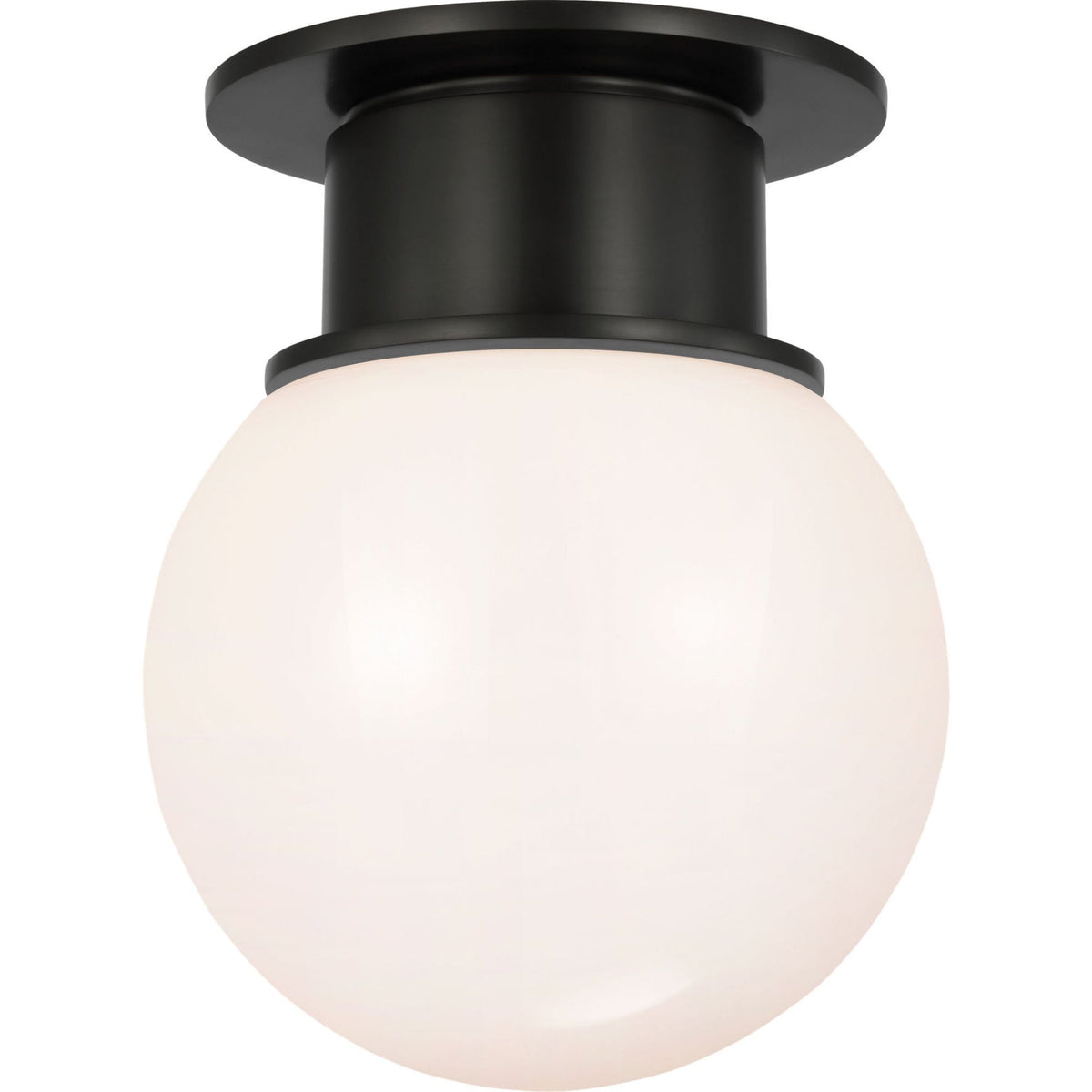 Chapman & Myers Callan 9" Flush Mount in Bronze with White Glass Globe W9" x H11"