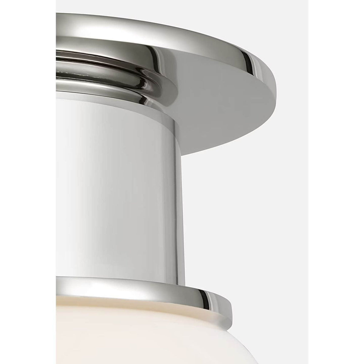 Chapman & Myers Callan 9" Flush Mount in Polished Nickel with White Glass Globe W9" x H11"