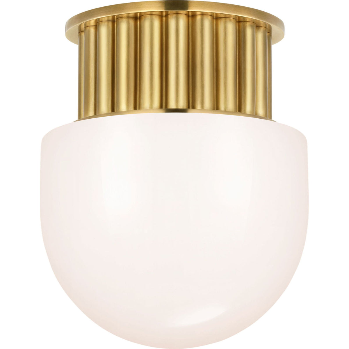 Chapman & Myers Nolan 8" Flush Mount in Antique-Burnished Brass with White Glass Dome W8" x H9.5"