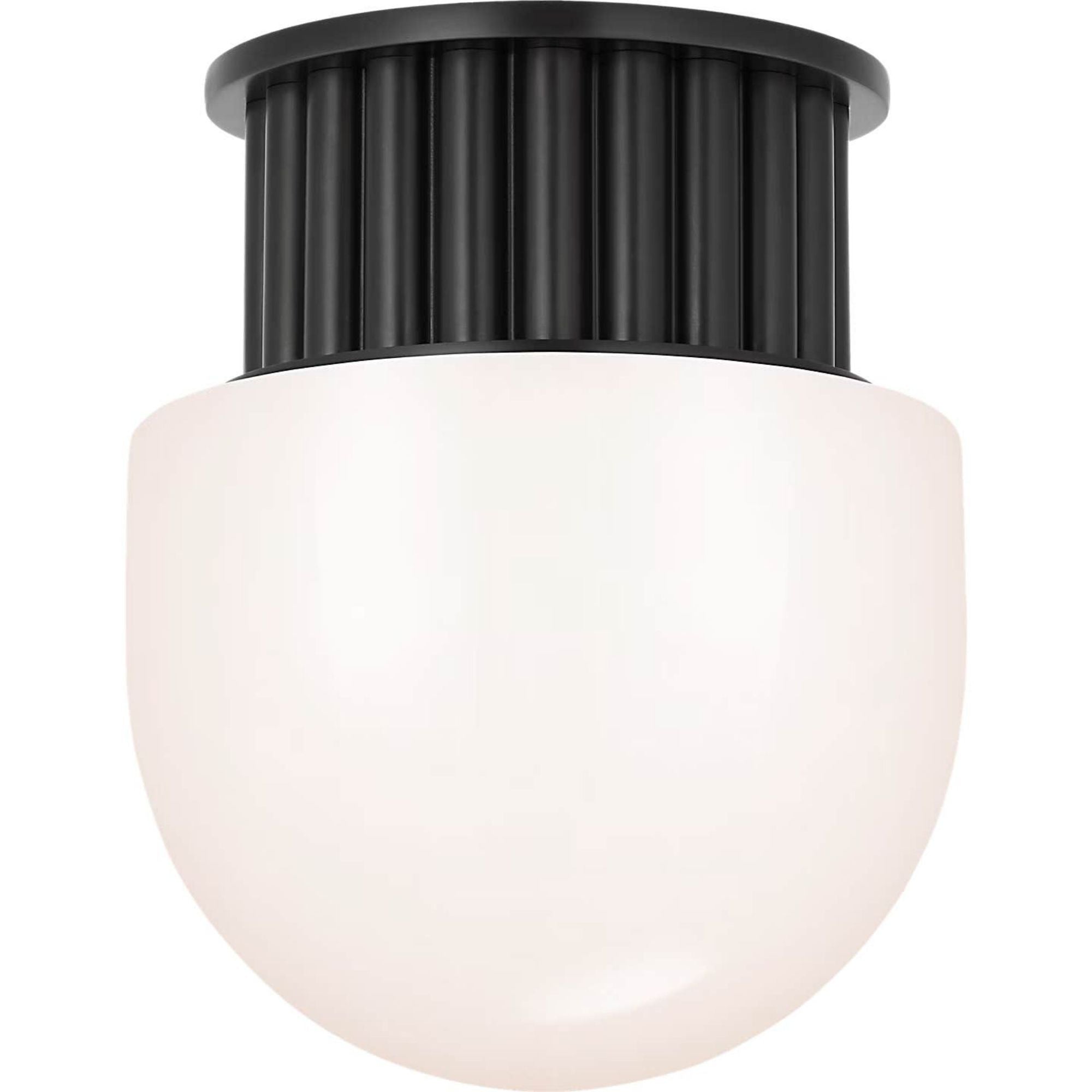 Chapman & Myers Nolan 8" Flush Mount in Bronze with White Glass Dome W8" x H9.5"