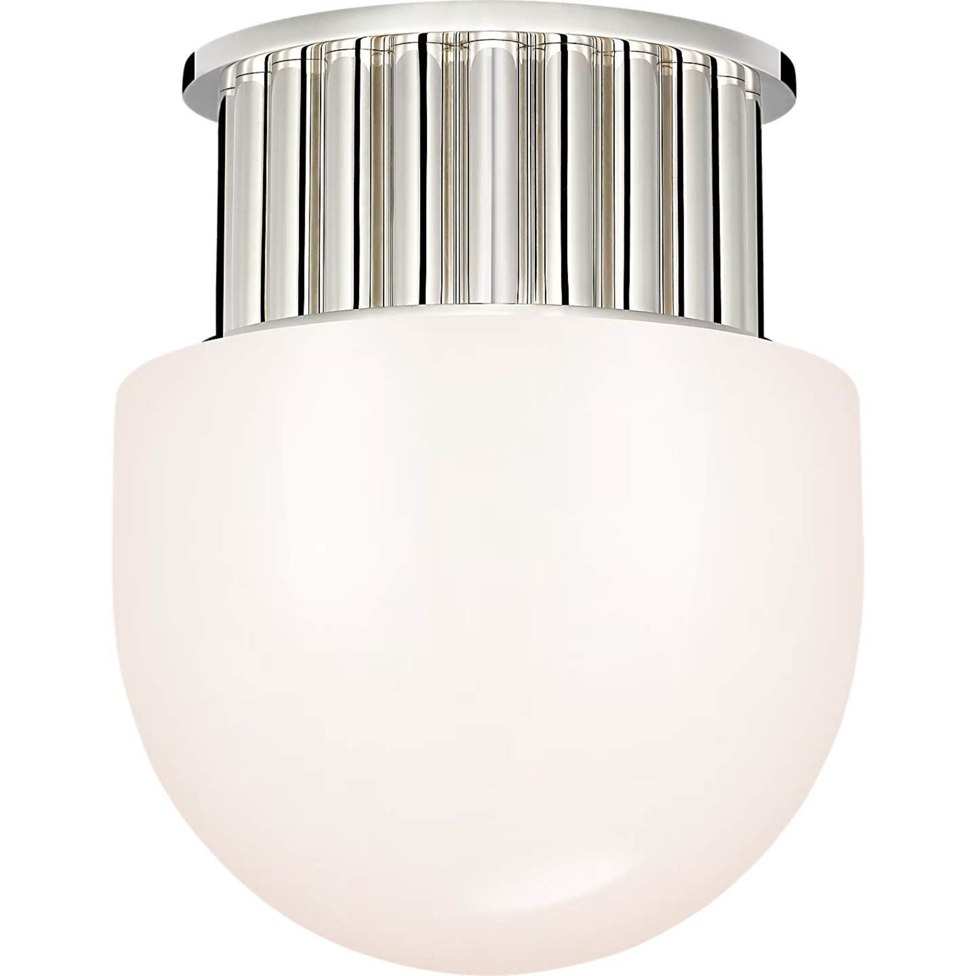 Chapman & Myers Nolan 8" Flush Mount in Polished Nickel with White Glass Dome W8" x H9.5"