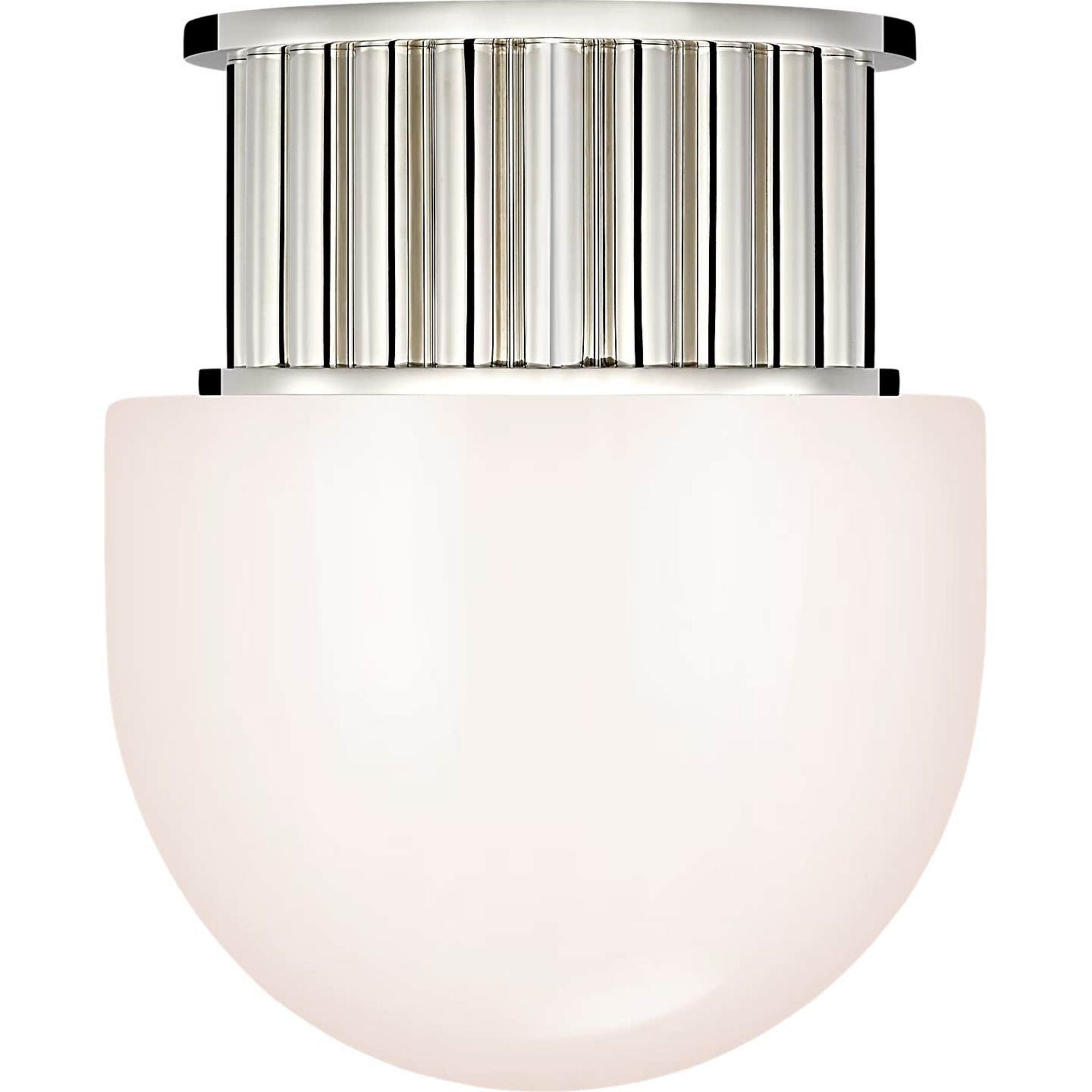 Chapman & Myers Nolan 8" Flush Mount in Polished Nickel with White Glass Dome W8" x H9.5"