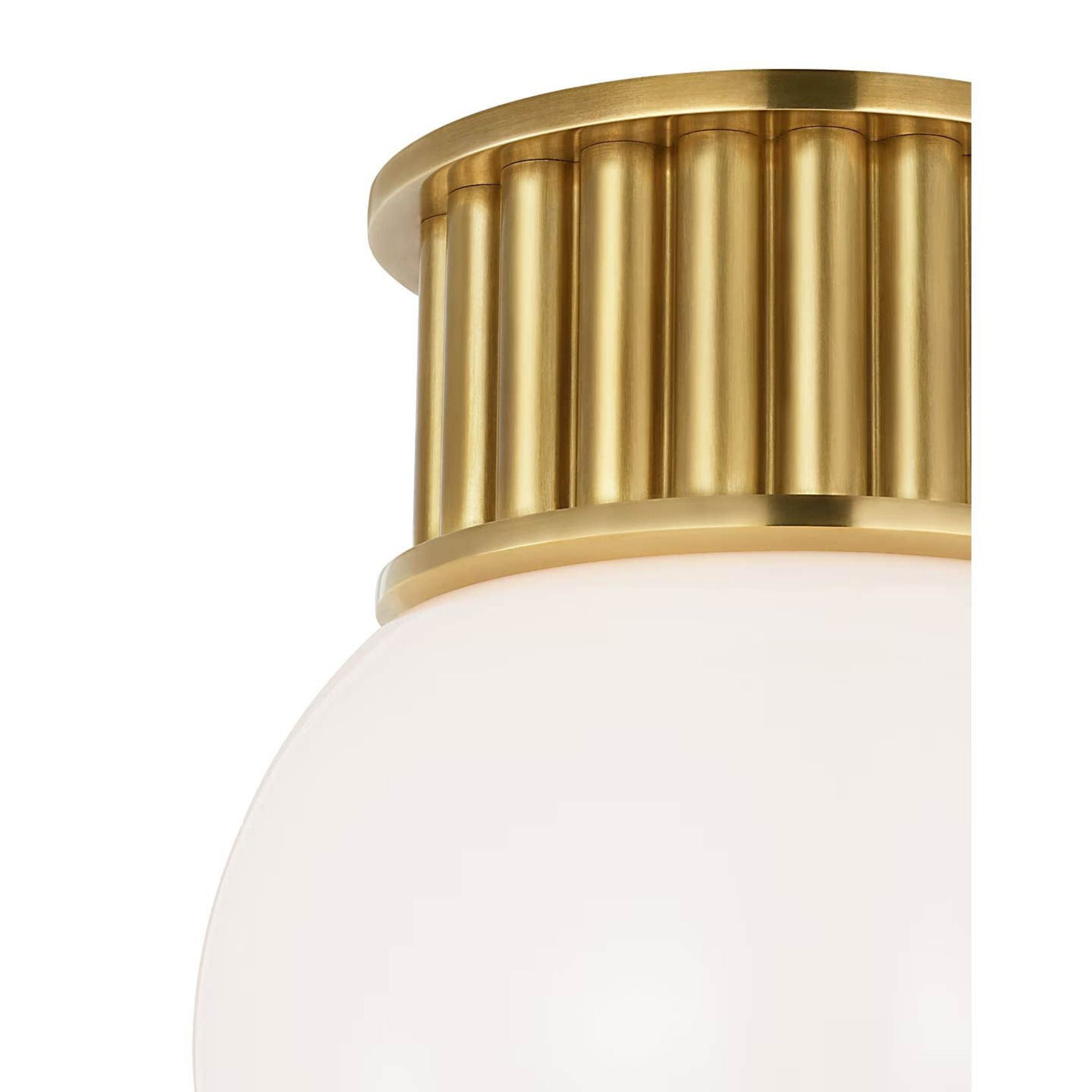 Chapman & Myers Nolan 9" Flush Mount in Antique-Burnished Brass with White Glass Globe W9" x H11"