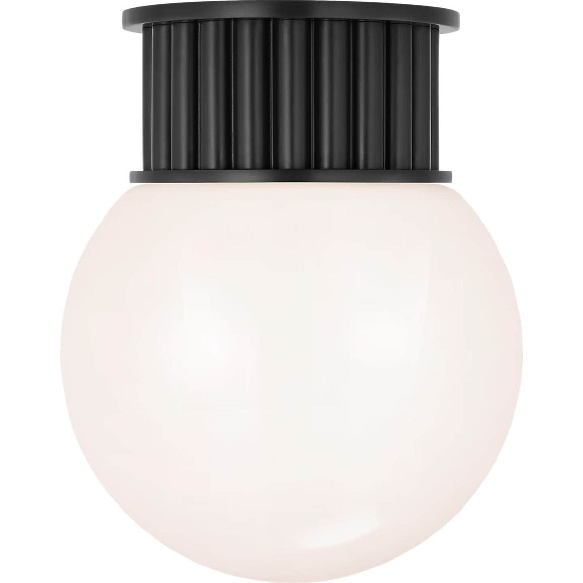 Chapman & Myers Nolan 9" Flush Mount in Bronze with White Glass Globe W9" x H11"